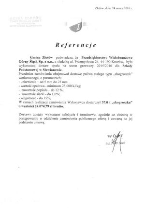 2016-06-24 Urząd Gminy Złotów Szkoła Podstawowa W Sławianowie Dostawa Ekogroszku